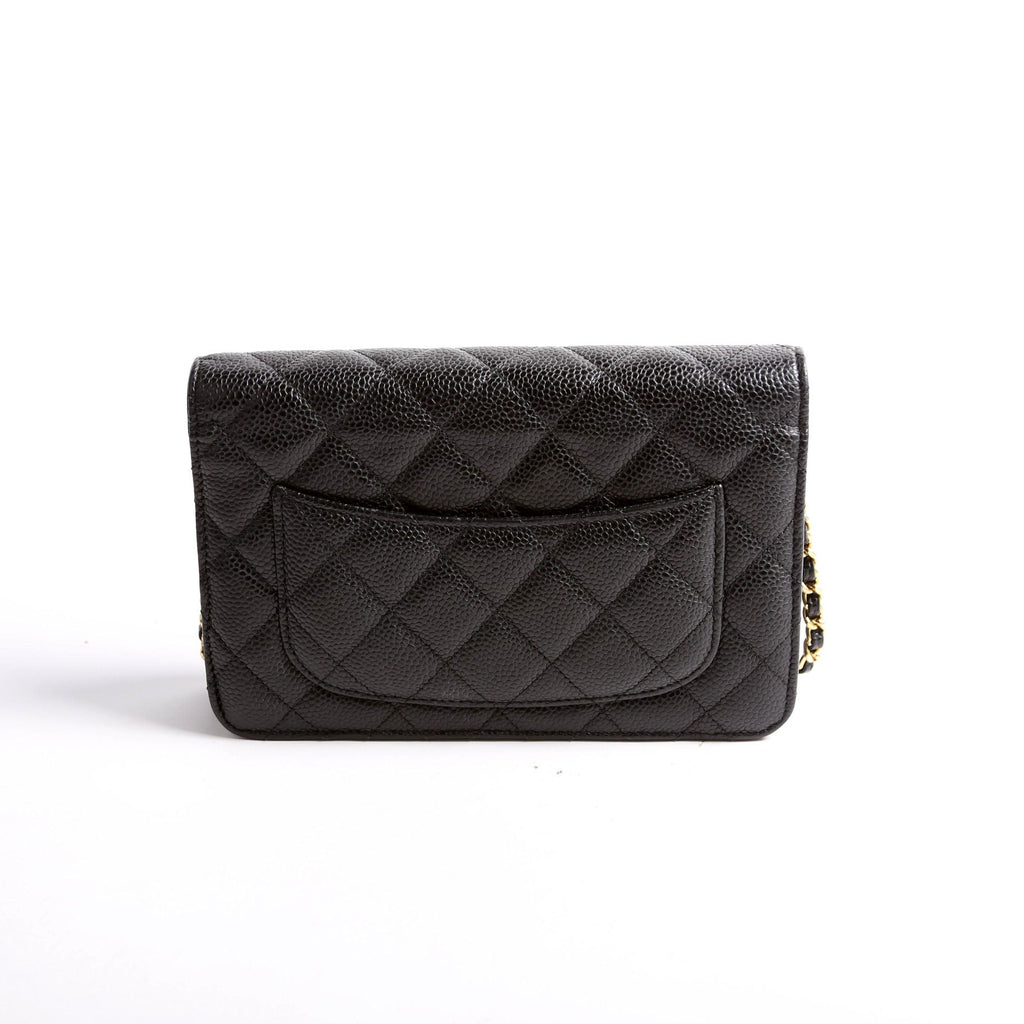 Wallet on Chain Classic Quilted Caviar Black