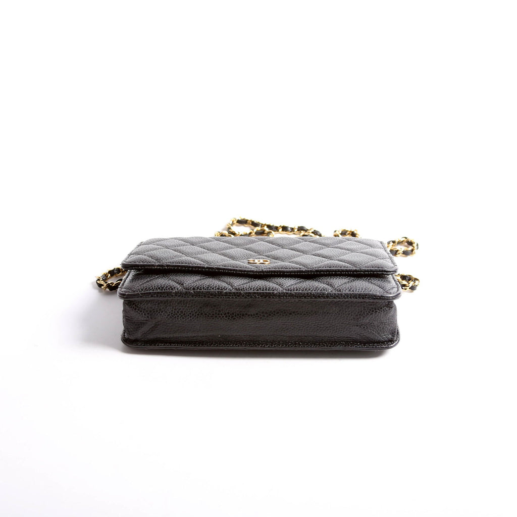 Wallet on Chain Classic Quilted Caviar Black