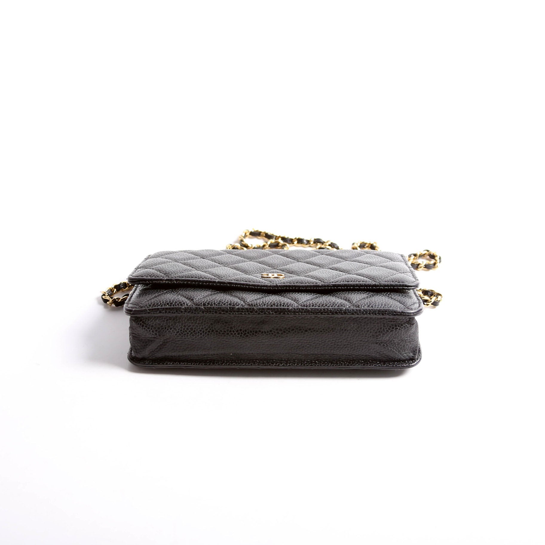 Wallet on Chain Classic Quilted Caviar Black