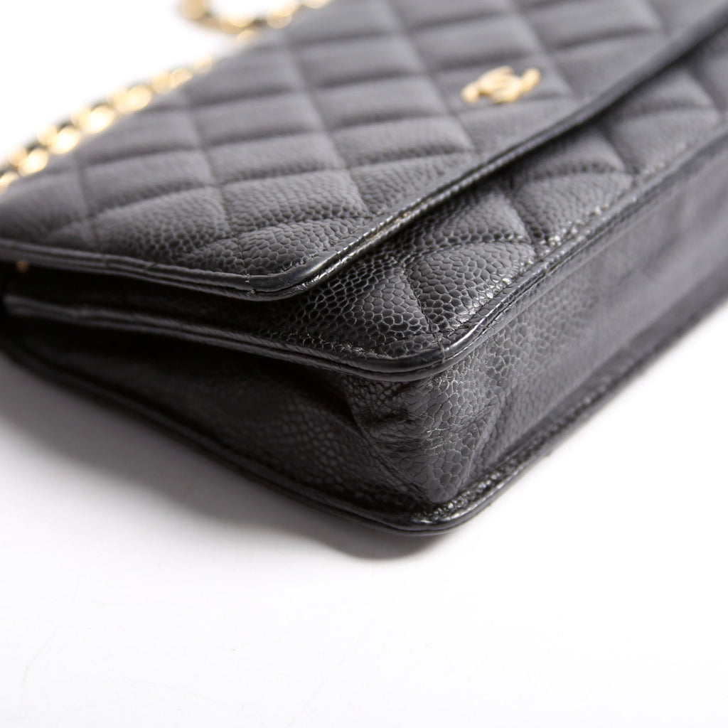 Wallet on Chain Classic Quilted Caviar Black
