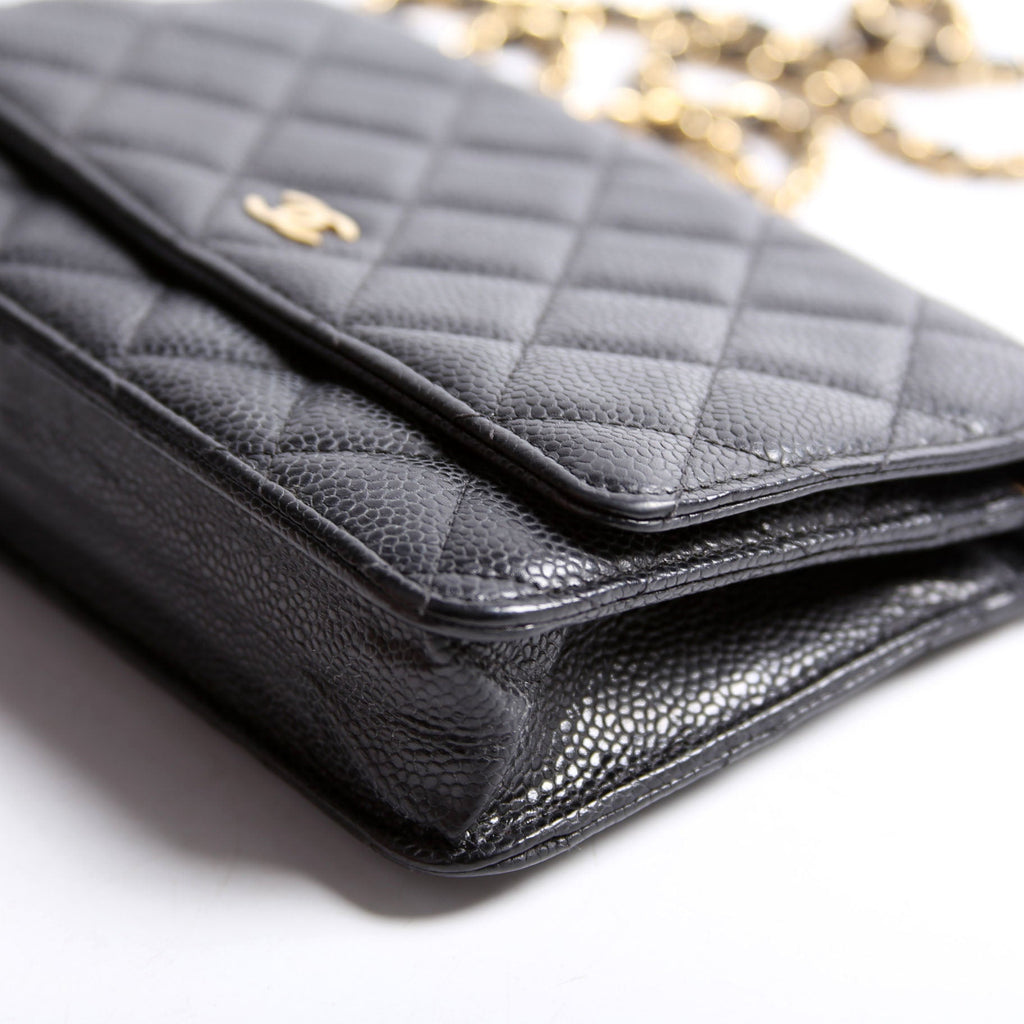 Wallet on Chain Classic Quilted Caviar Black