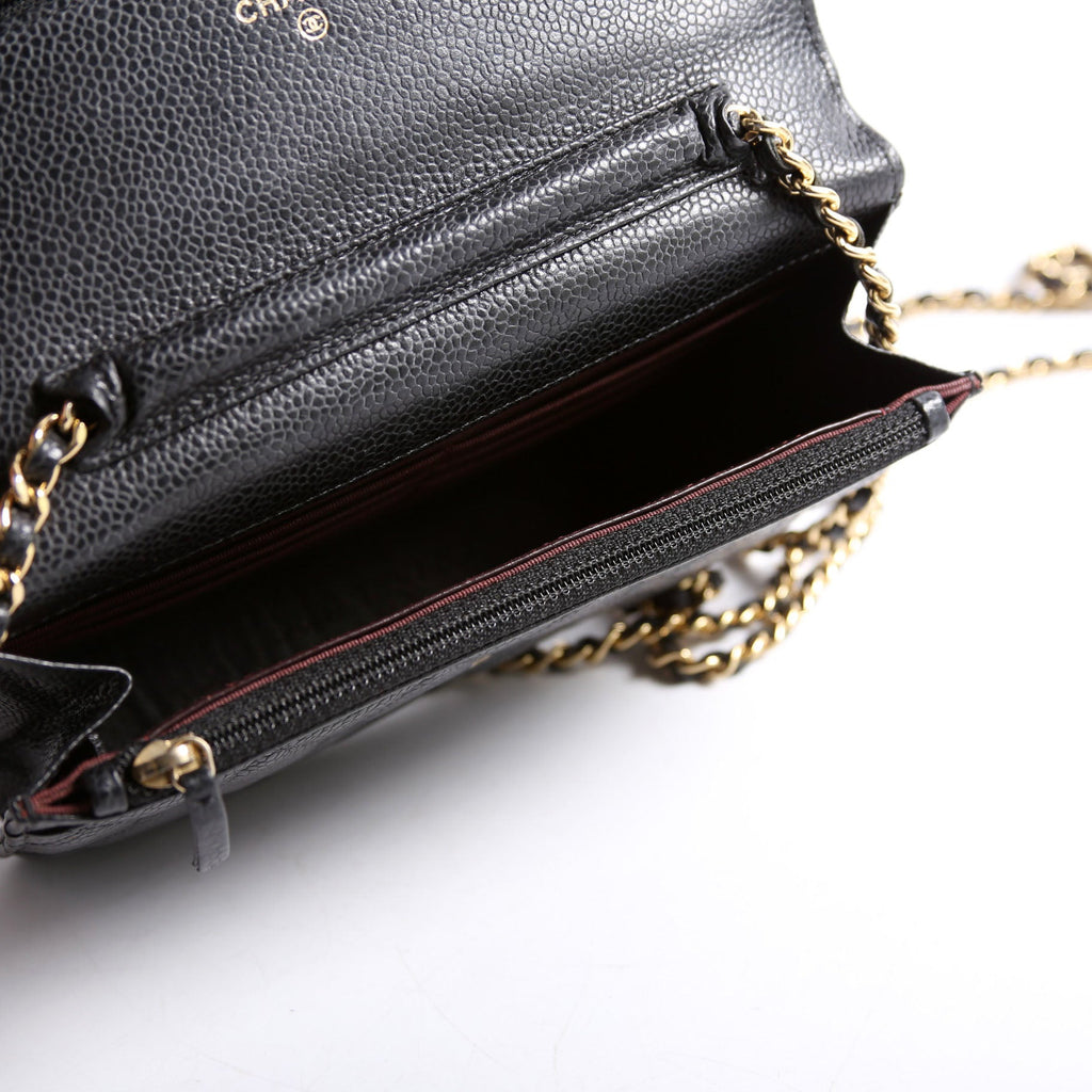 Wallet on Chain Classic Quilted Caviar Black