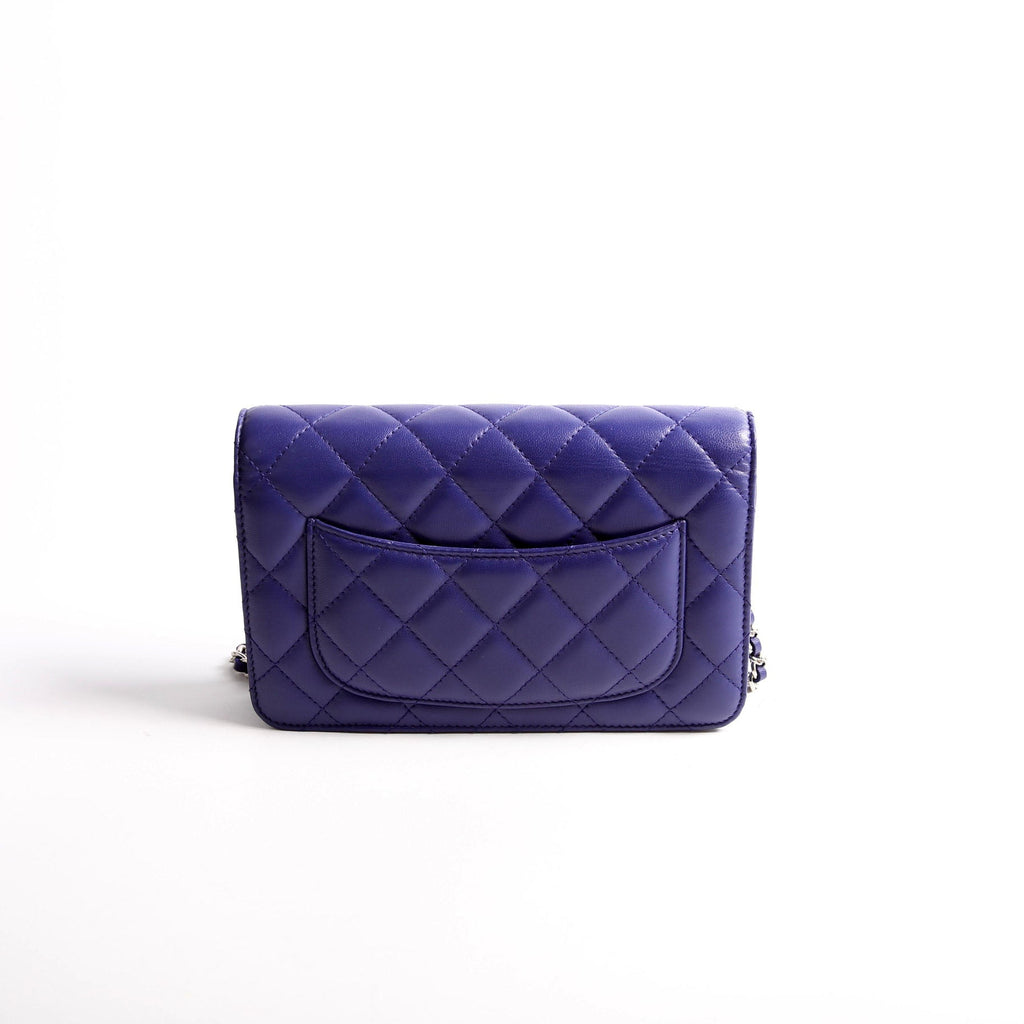 Wallet On Chain Quilted Lambskin Blue
