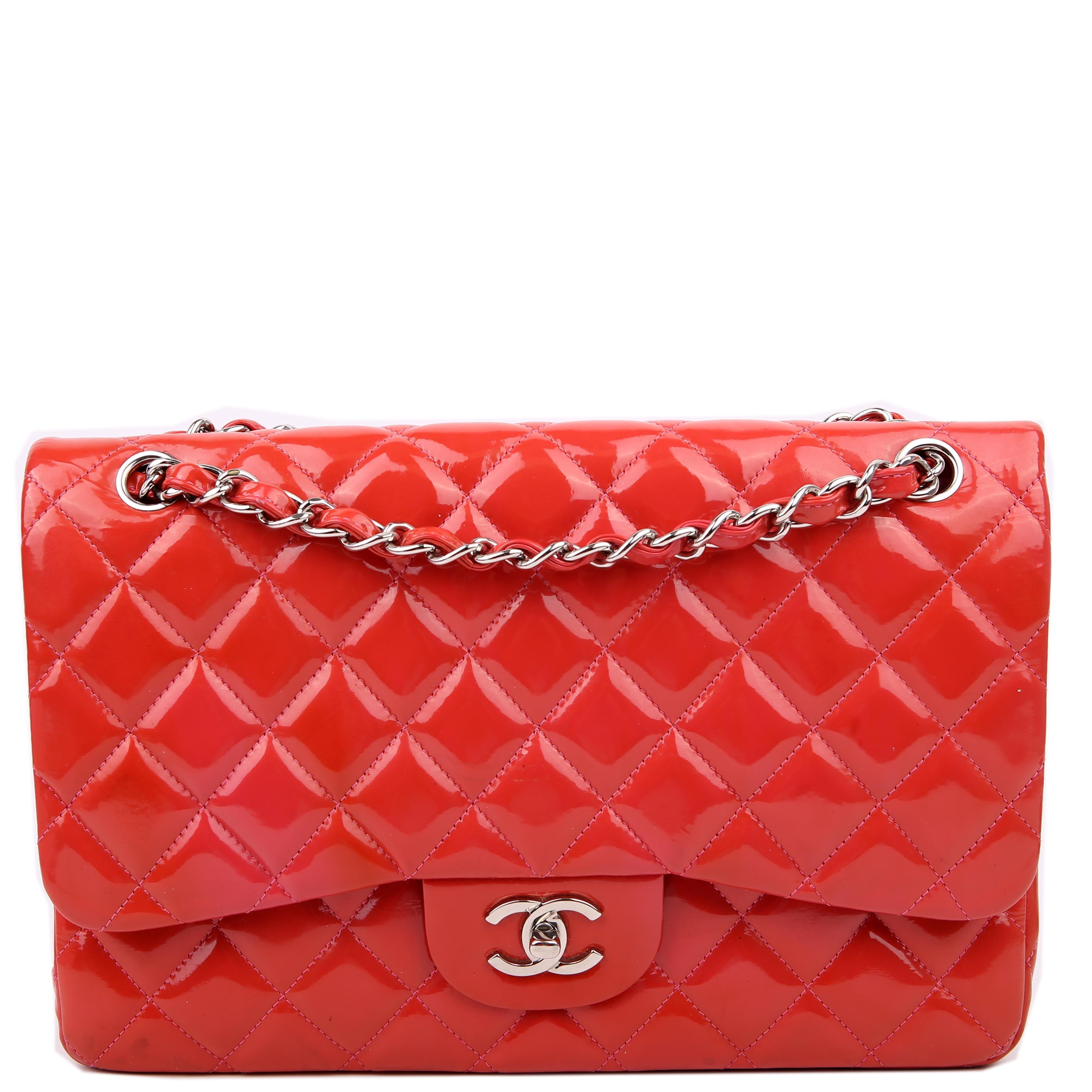 Classic Flap Jumbo Patent Red/Pink