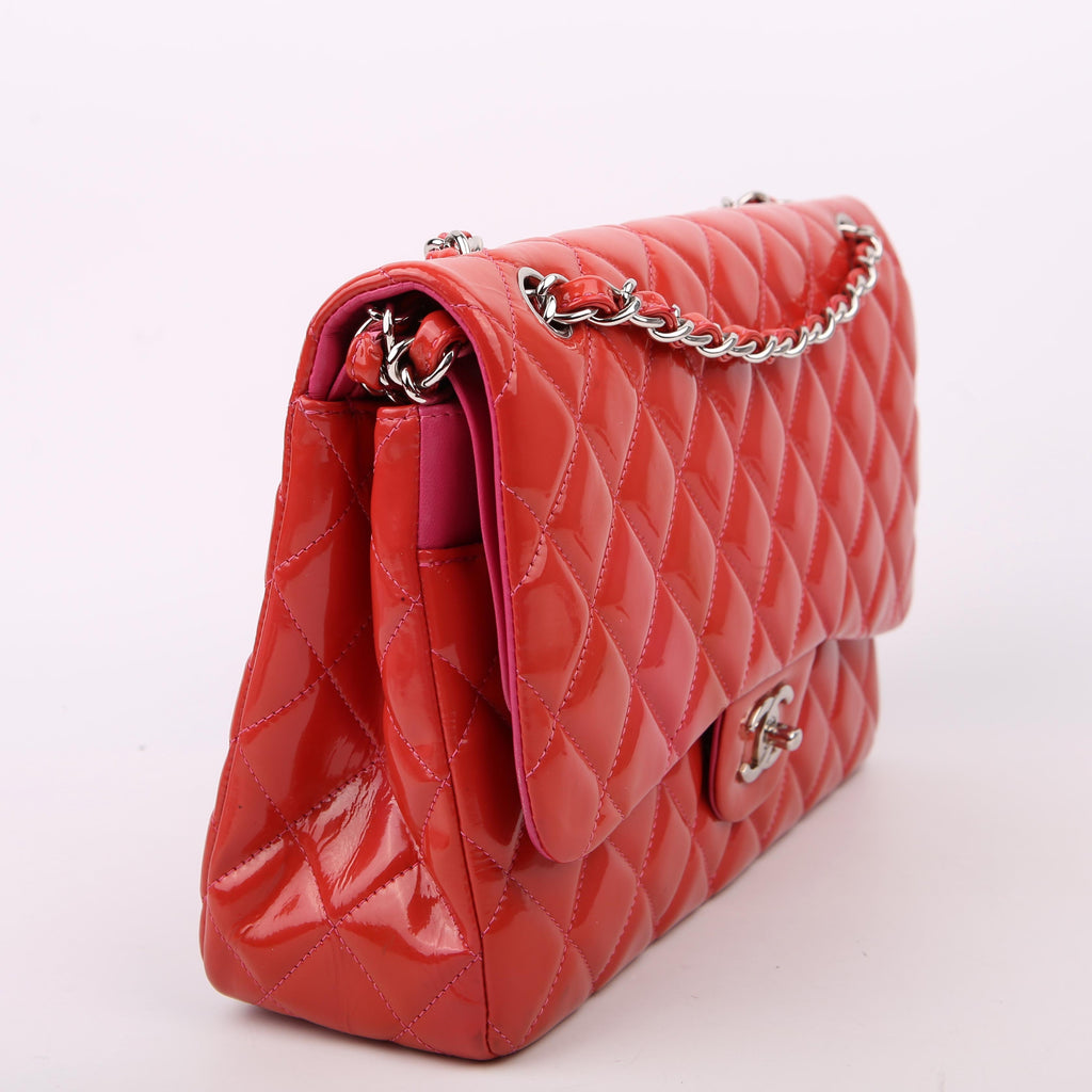 Classic Flap Jumbo Patent Red/Pink