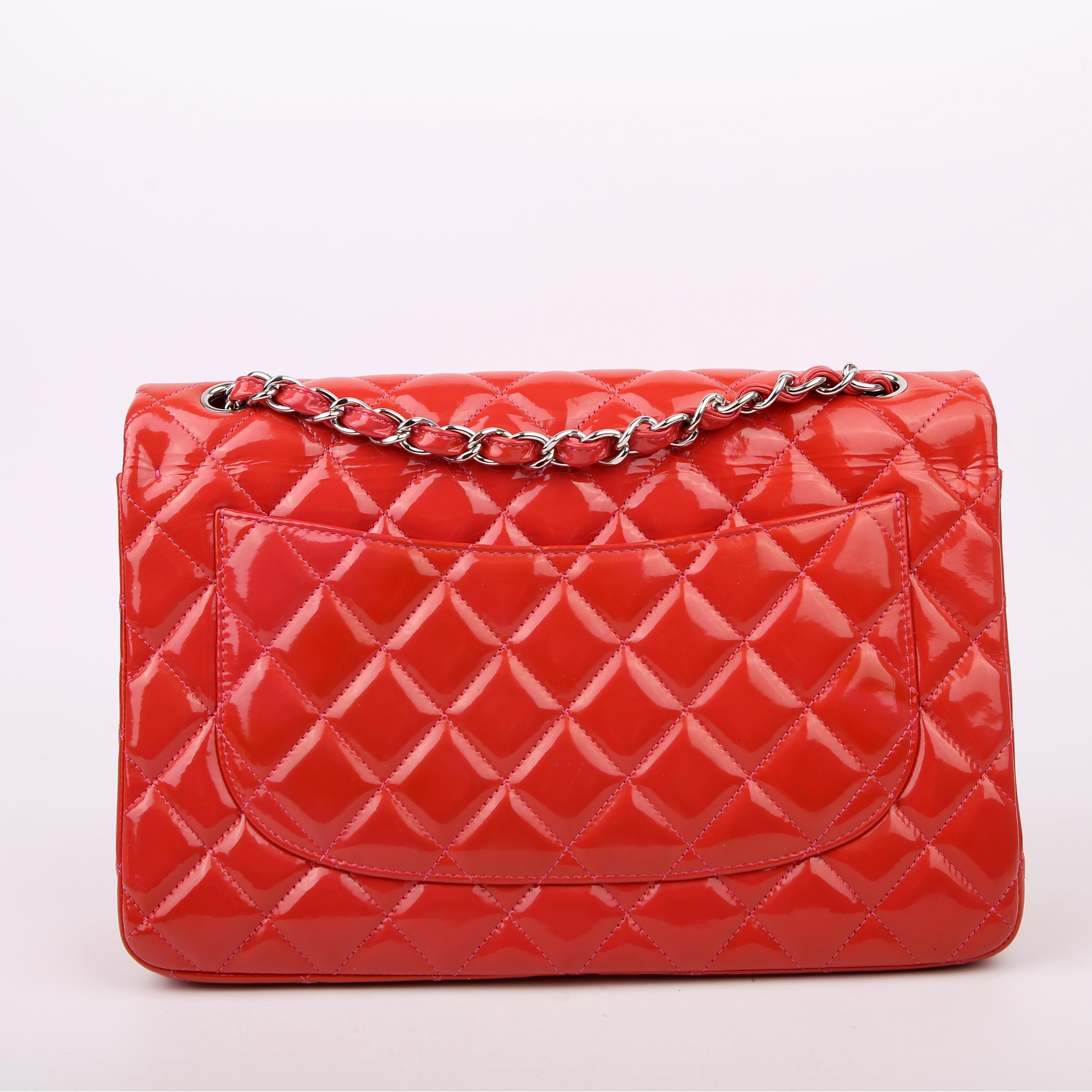 Classic Flap Jumbo Patent Red/Pink