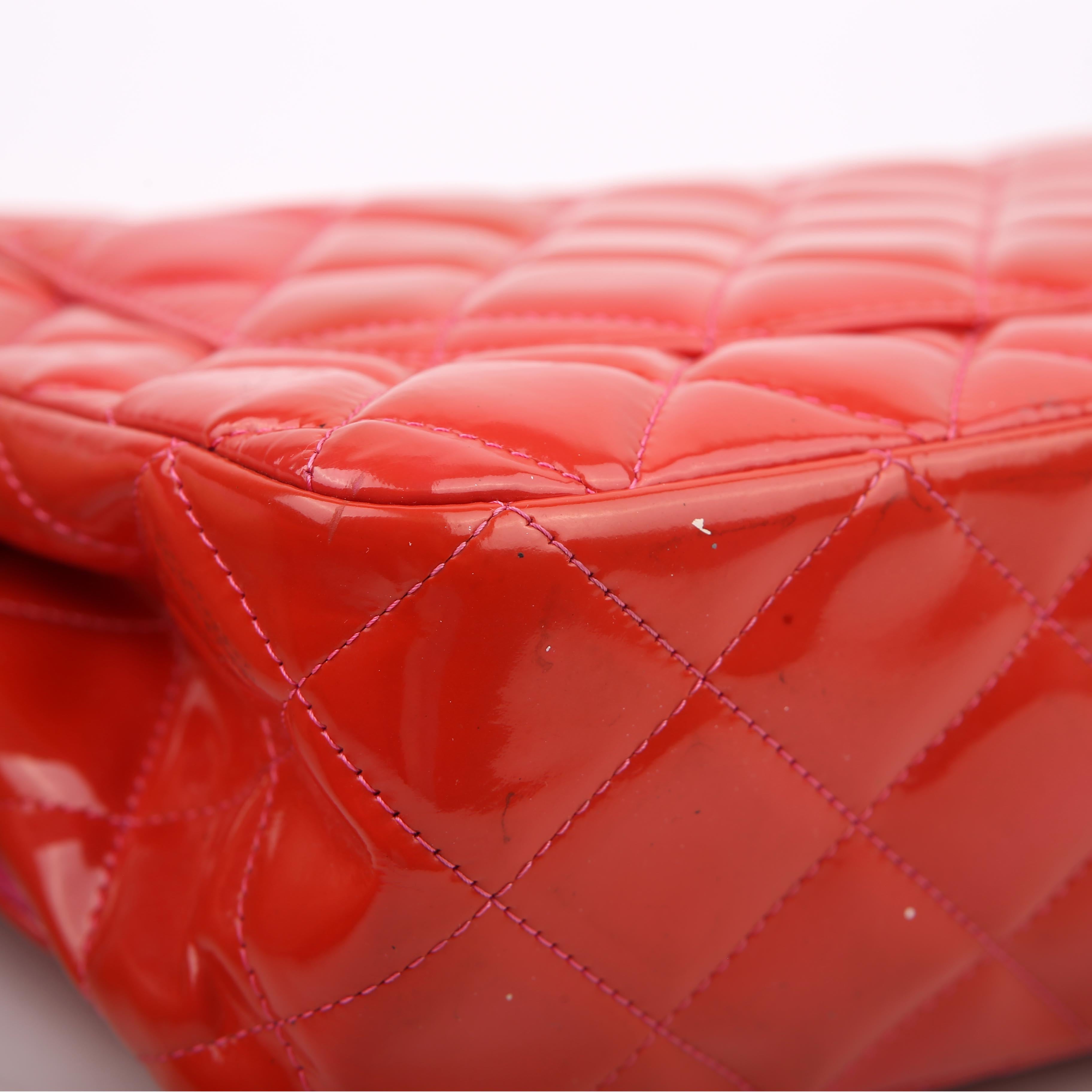 Classic Flap Jumbo Patent Red/Pink