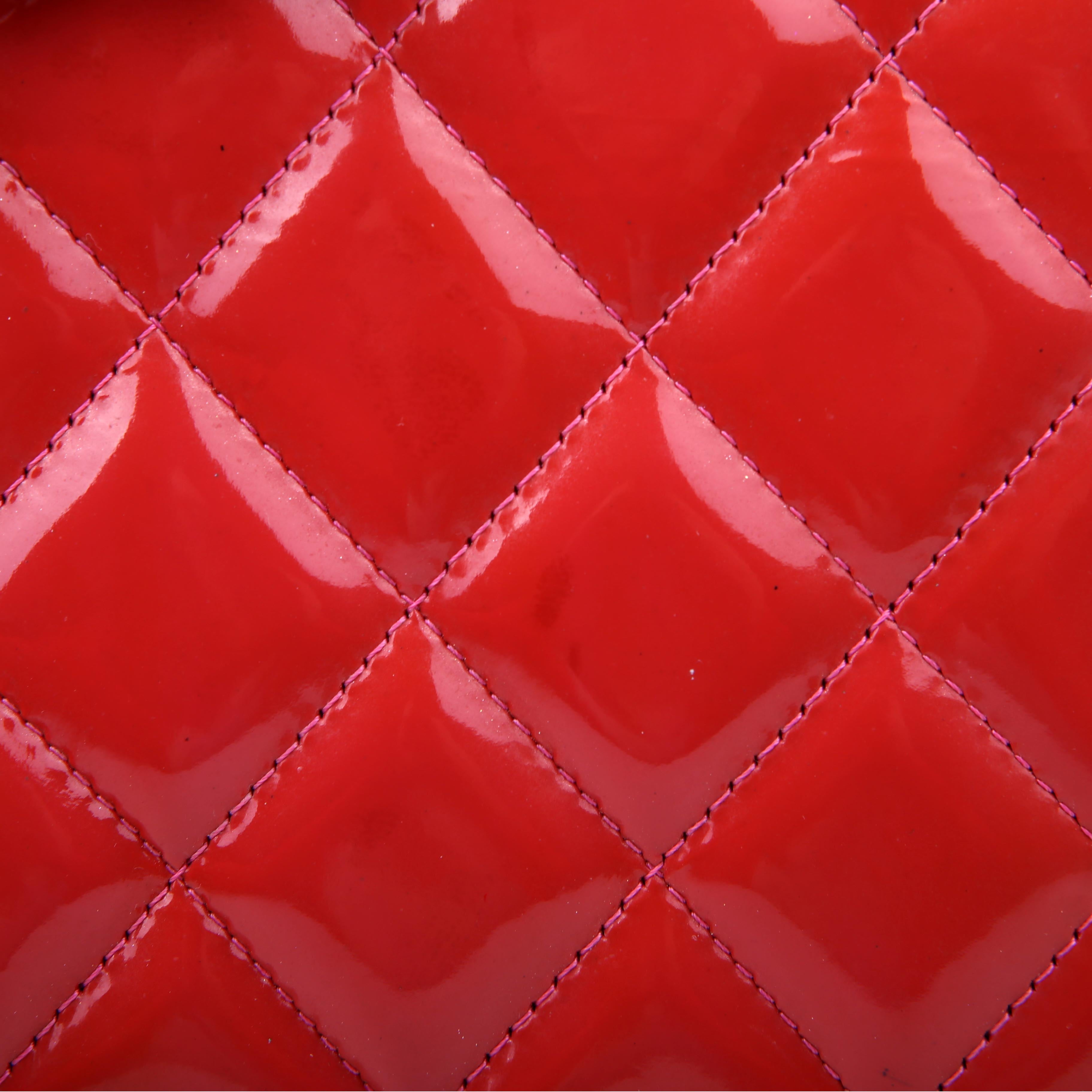 Classic Flap Jumbo Patent Red/Pink