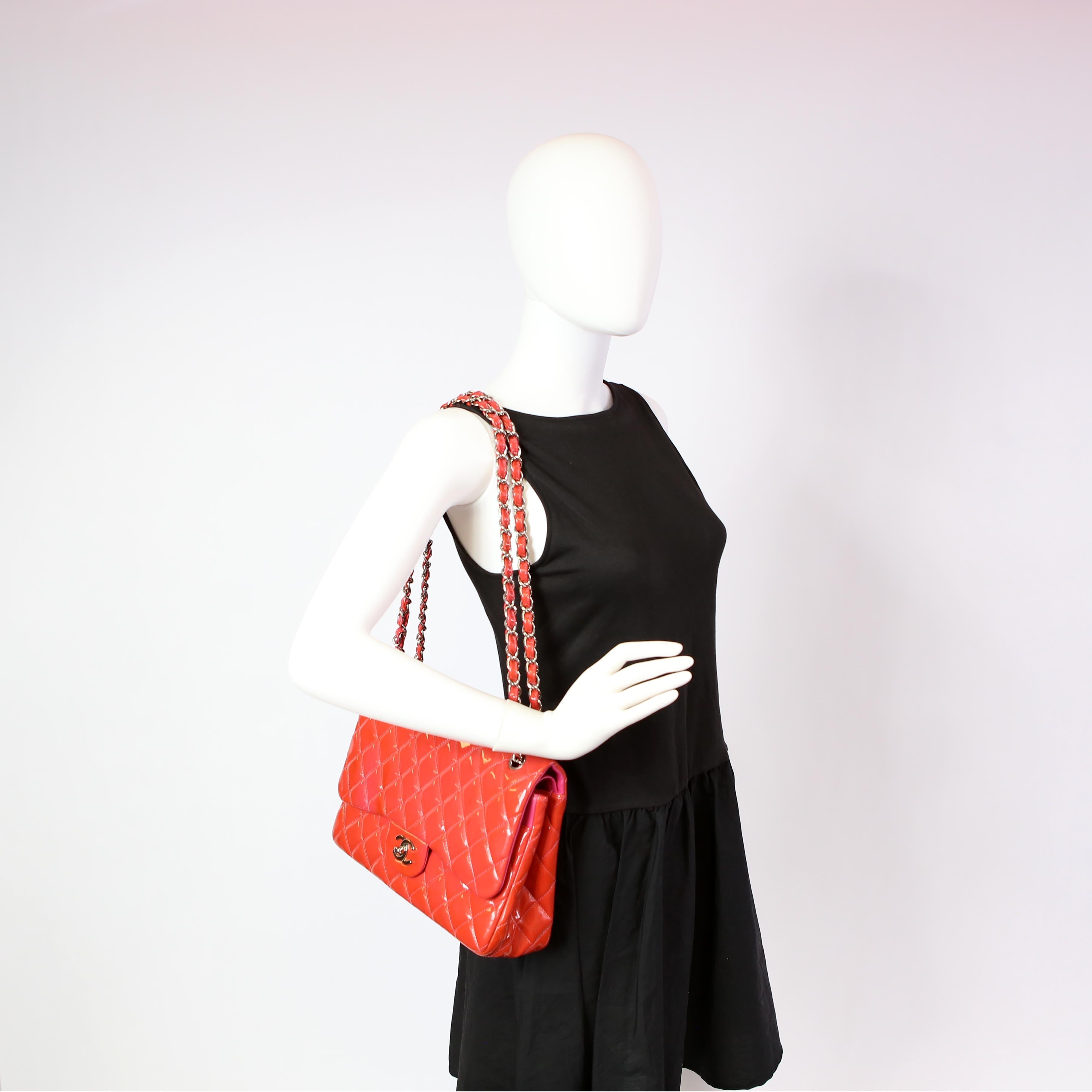 Classic Flap Jumbo Patent Red/Pink