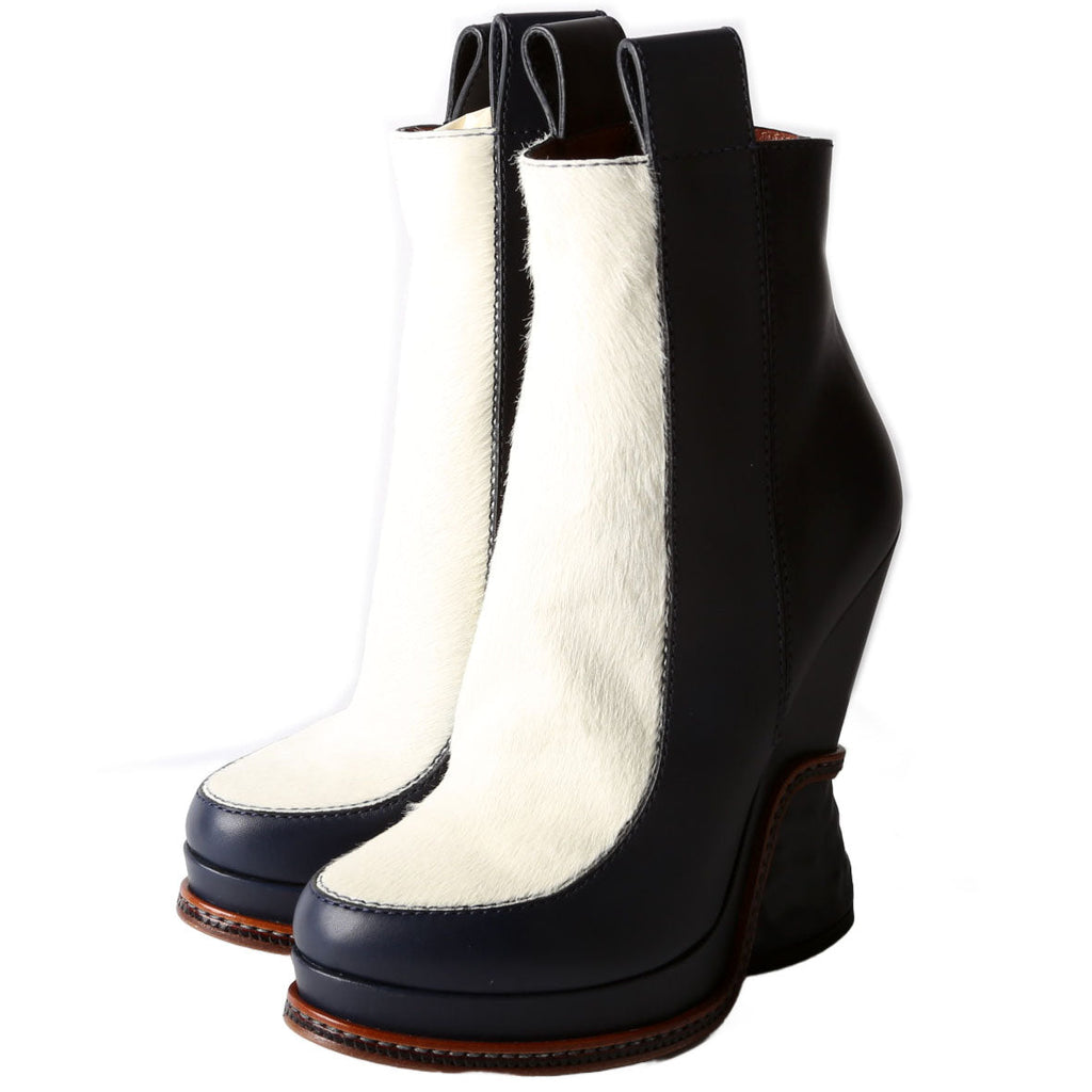 Chelsea Calf Fur Runaway Ankle Boots Size 37.5