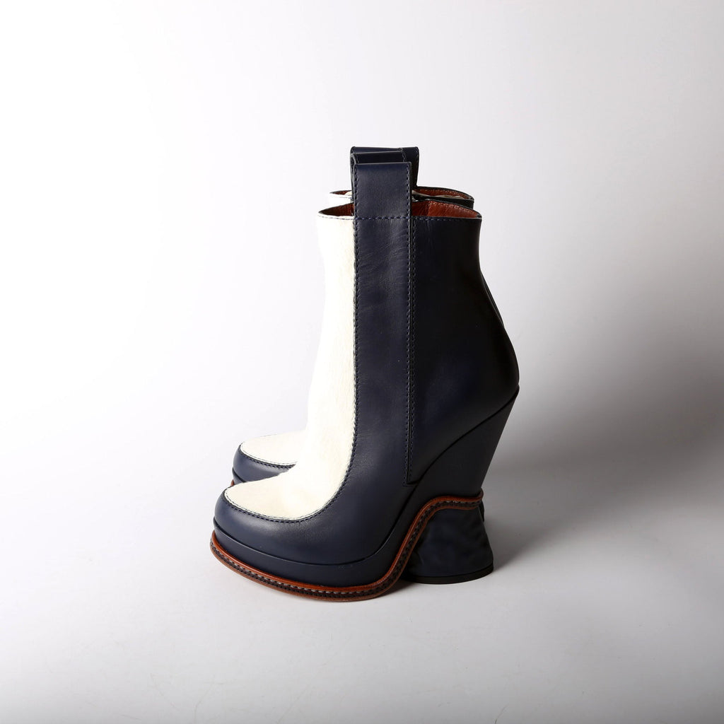 Chelsea Calf Fur Runaway Ankle Boots Size 37.5