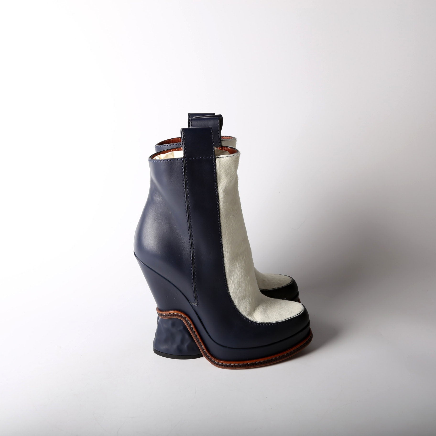 Chelsea Calf Fur Runaway Ankle Boots Size 37.5