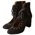 Lace Up Suede Ankle Boots Size 38.5 Black
