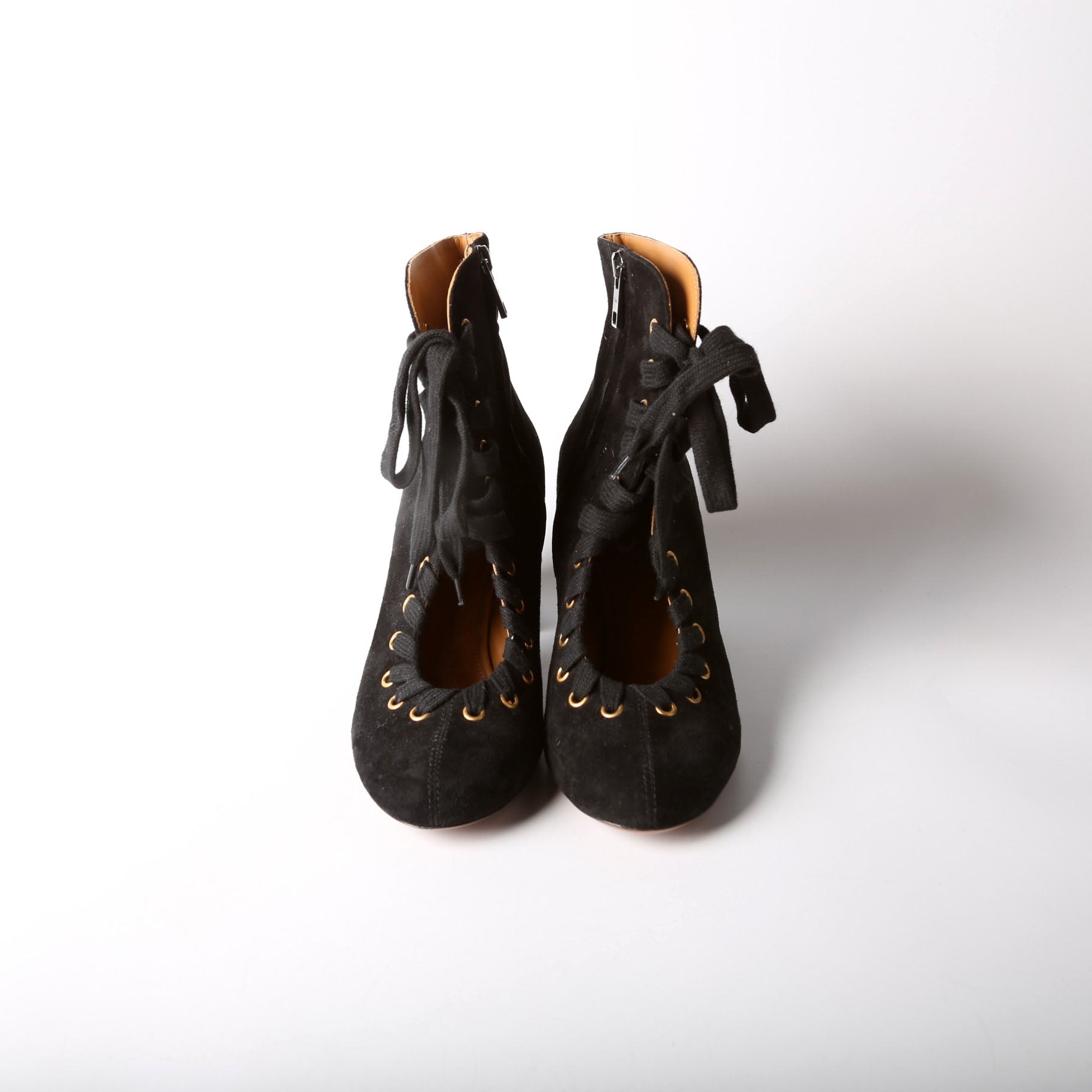 Lace Up Suede Ankle Boots Size 38.5 Black