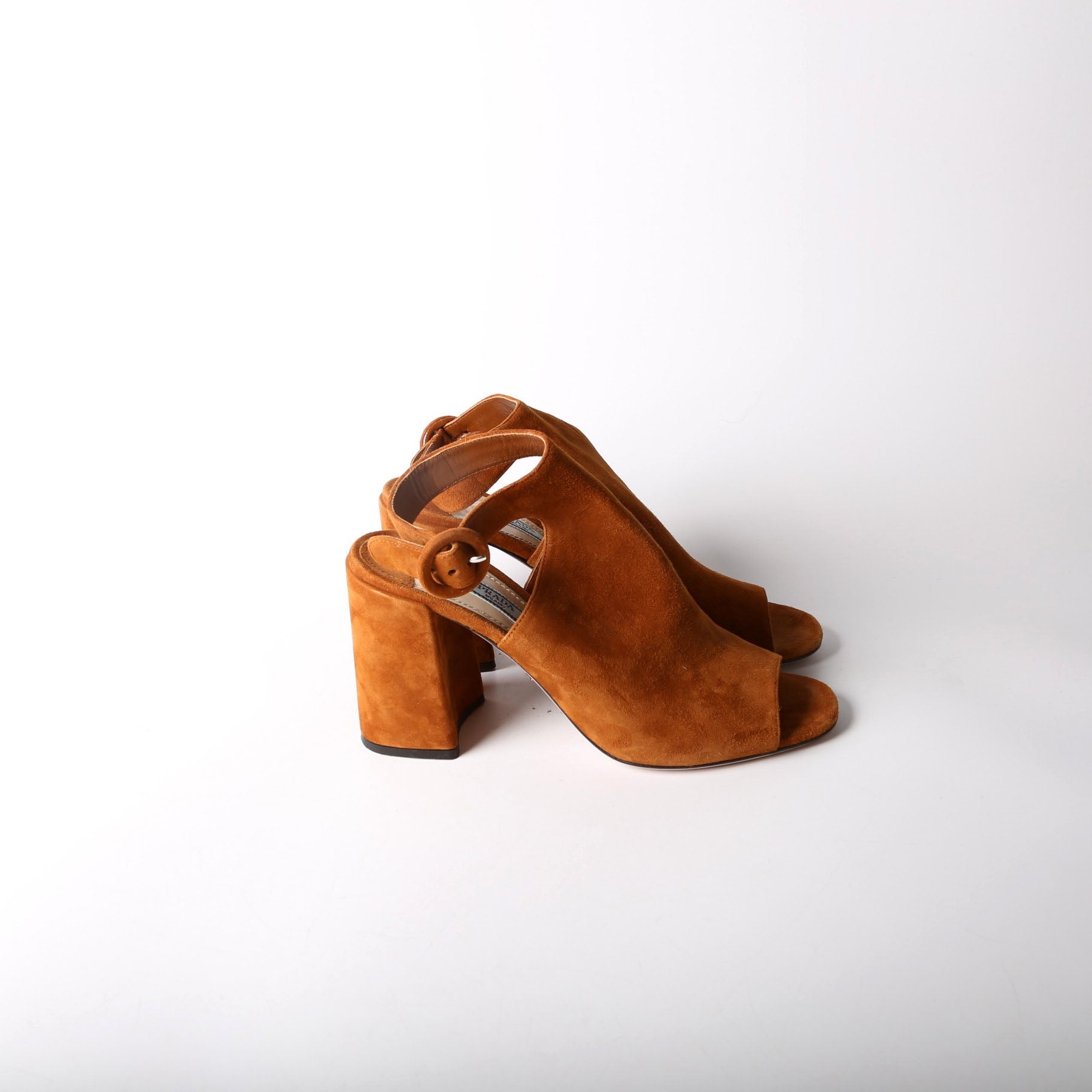 Prada Suede Slingback Pumps Size 37.5 Brown