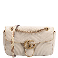 Gucci 443497 Marmont GG Raffia/Snakeskin Shoulder Small Flap Beige