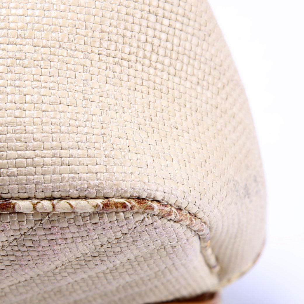 Gucci 443497 Marmont GG Raffia/Snakeskin Shoulder Small Flap Beige