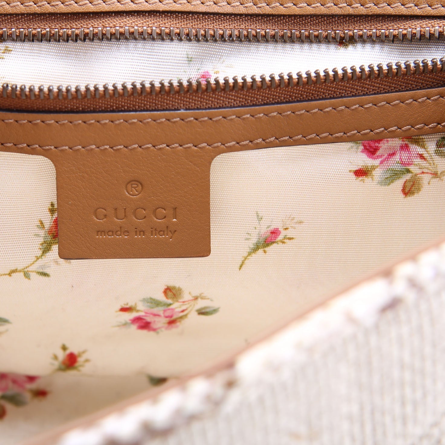 Gucci 443497 Marmont GG Raffia/Snakeskin Shoulder Small Flap Beige