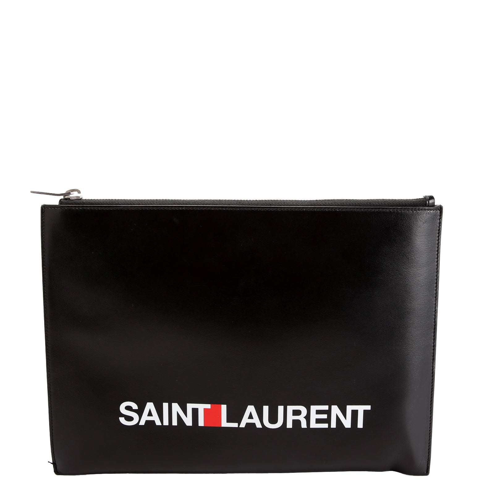 Logo Calfskin Leather Clutch 397294 Black
