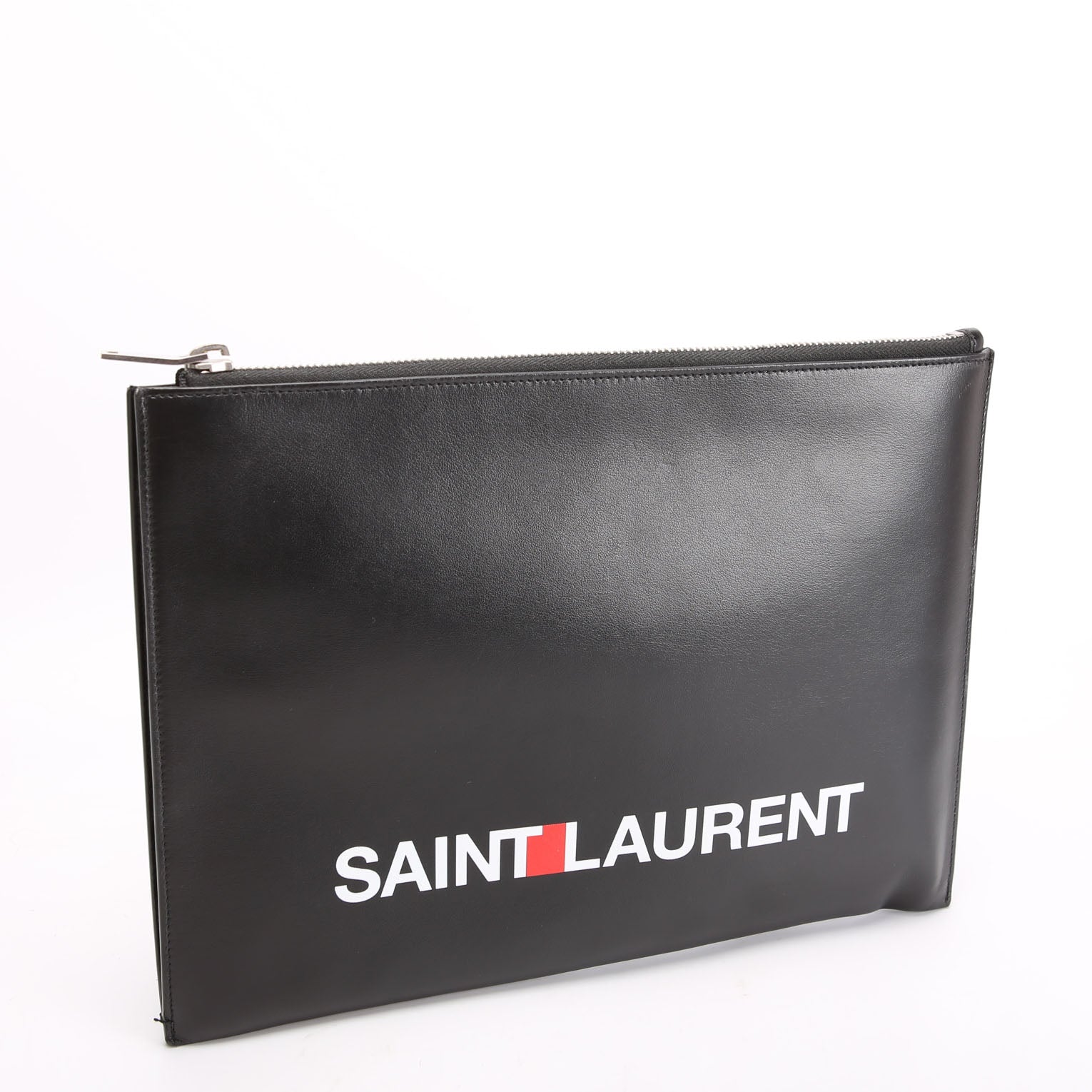 Logo Calfskin Leather Clutch 397294 Black