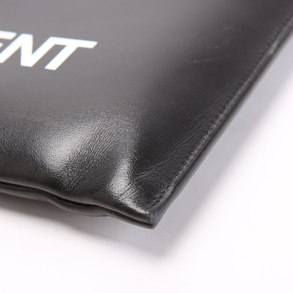 Logo Calfskin Leather Clutch 397294 Black