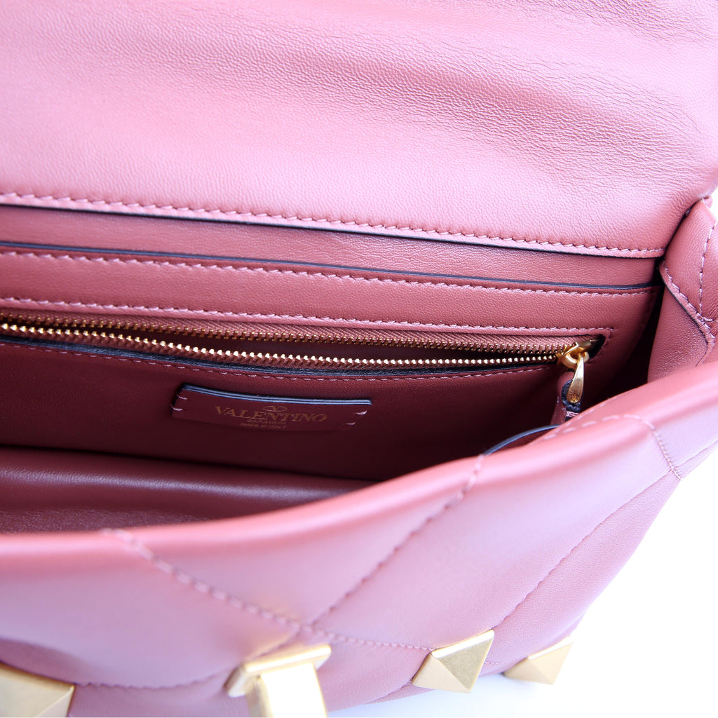 Roman Stud Medium Shoulder Bag Pink