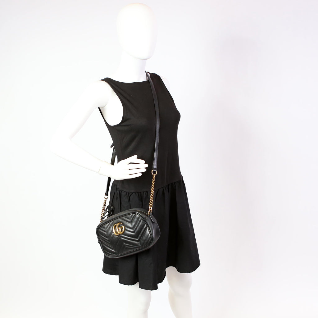 Gucci 447632 Marmont Small Leather Camera Black