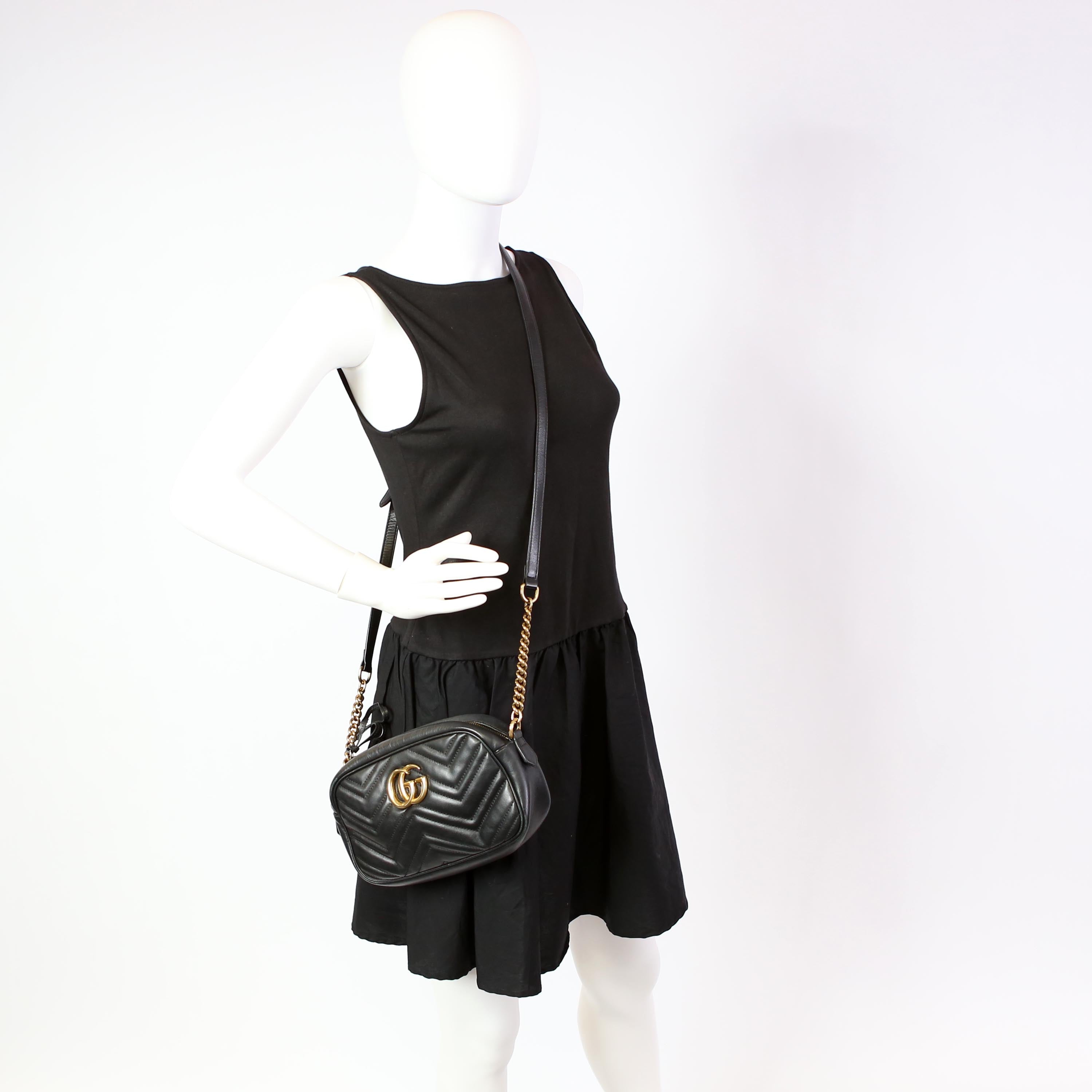 Gucci 447632 Marmont Small Leather Camera Black