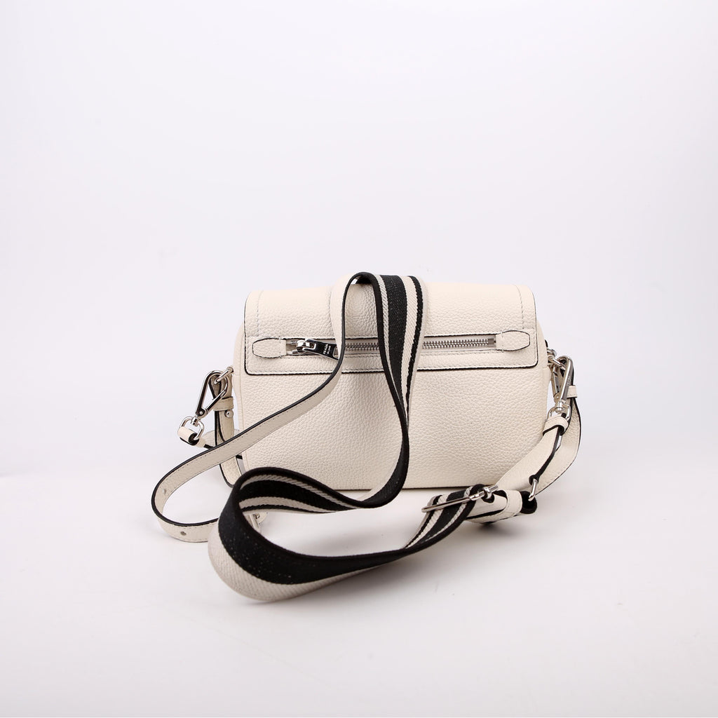 1BD314 Logo Leather Shoulder Small White