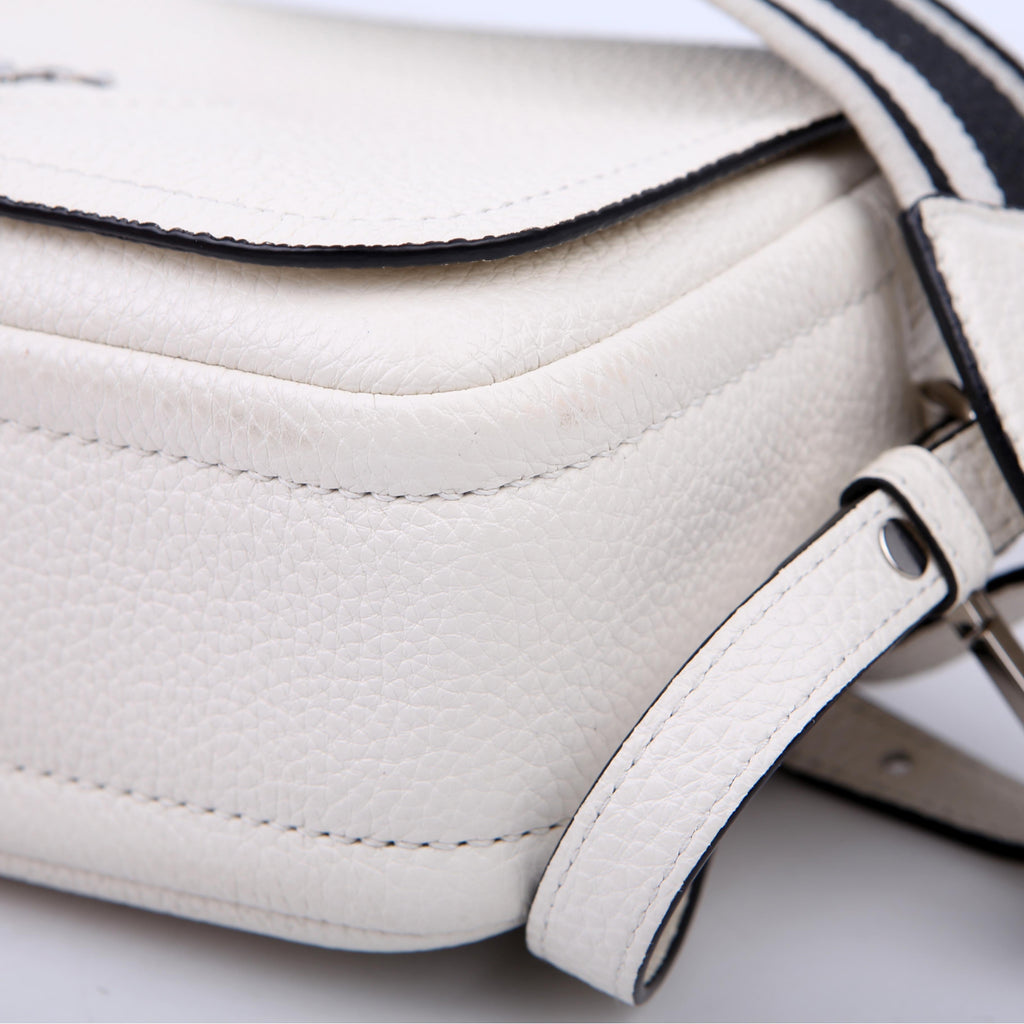 1BD314 Logo Leather Shoulder Small White