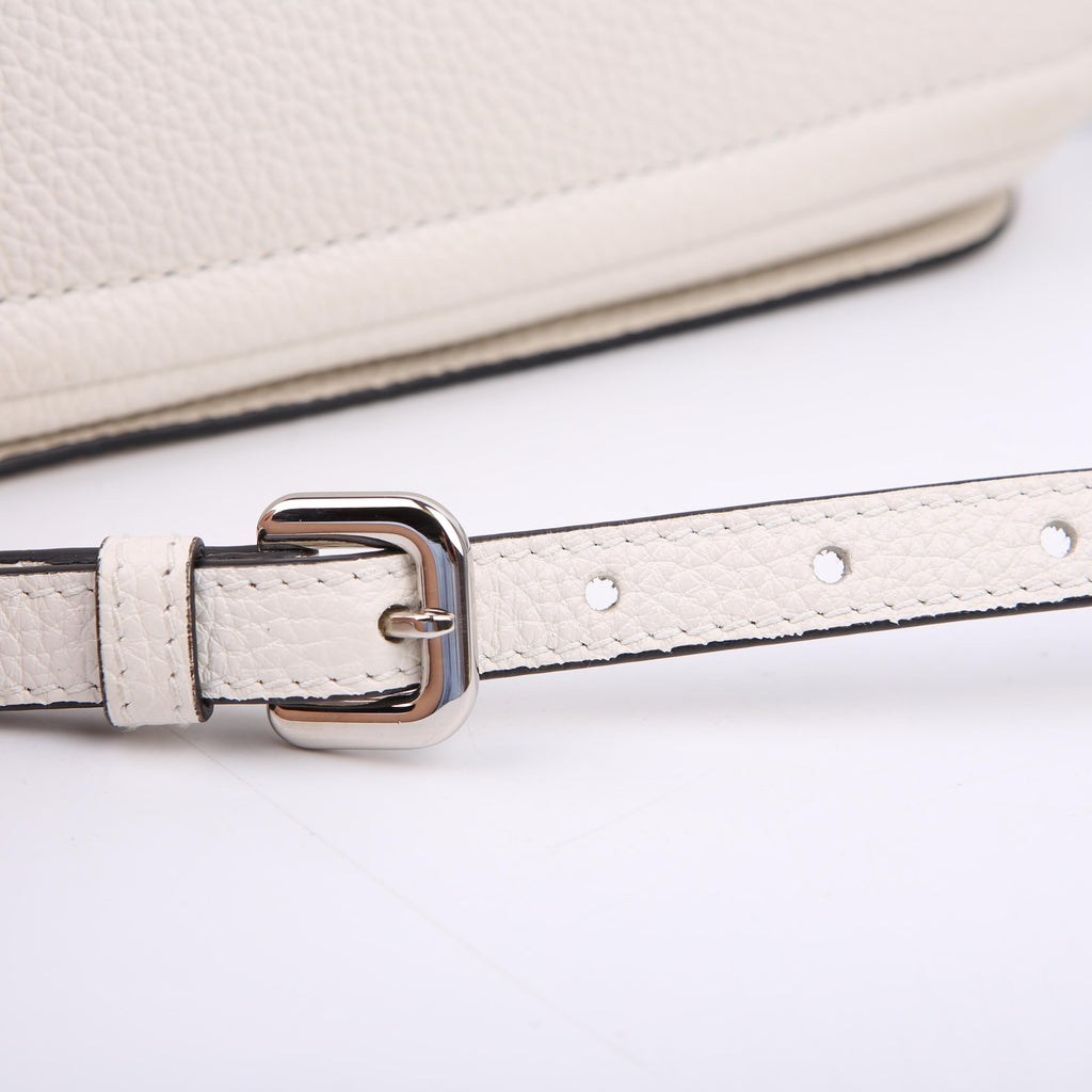 1BD314 Logo Leather Shoulder Small White