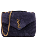 Loulou Satchel Small Suede Navy