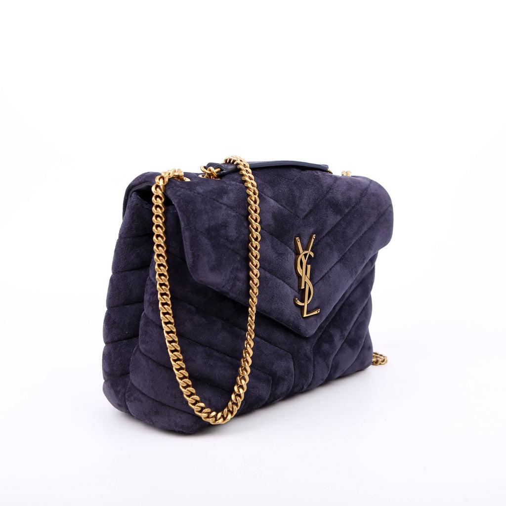 Loulou Satchel Small Suede Navy