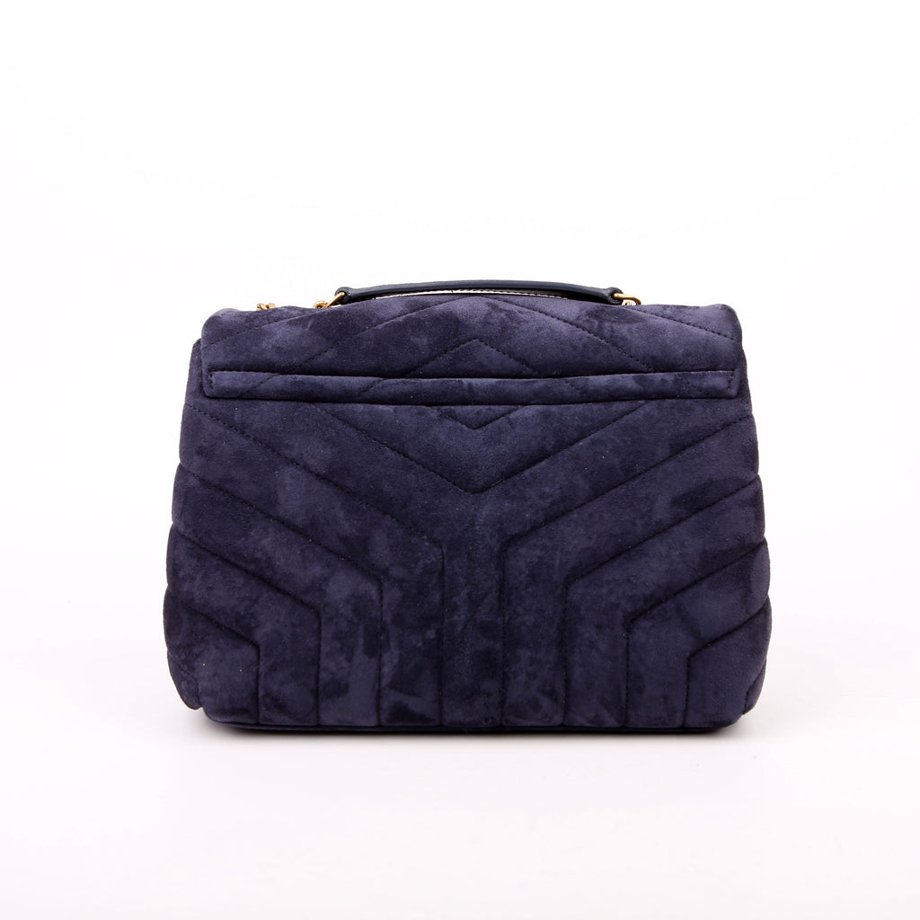 Loulou Satchel Small Suede Navy