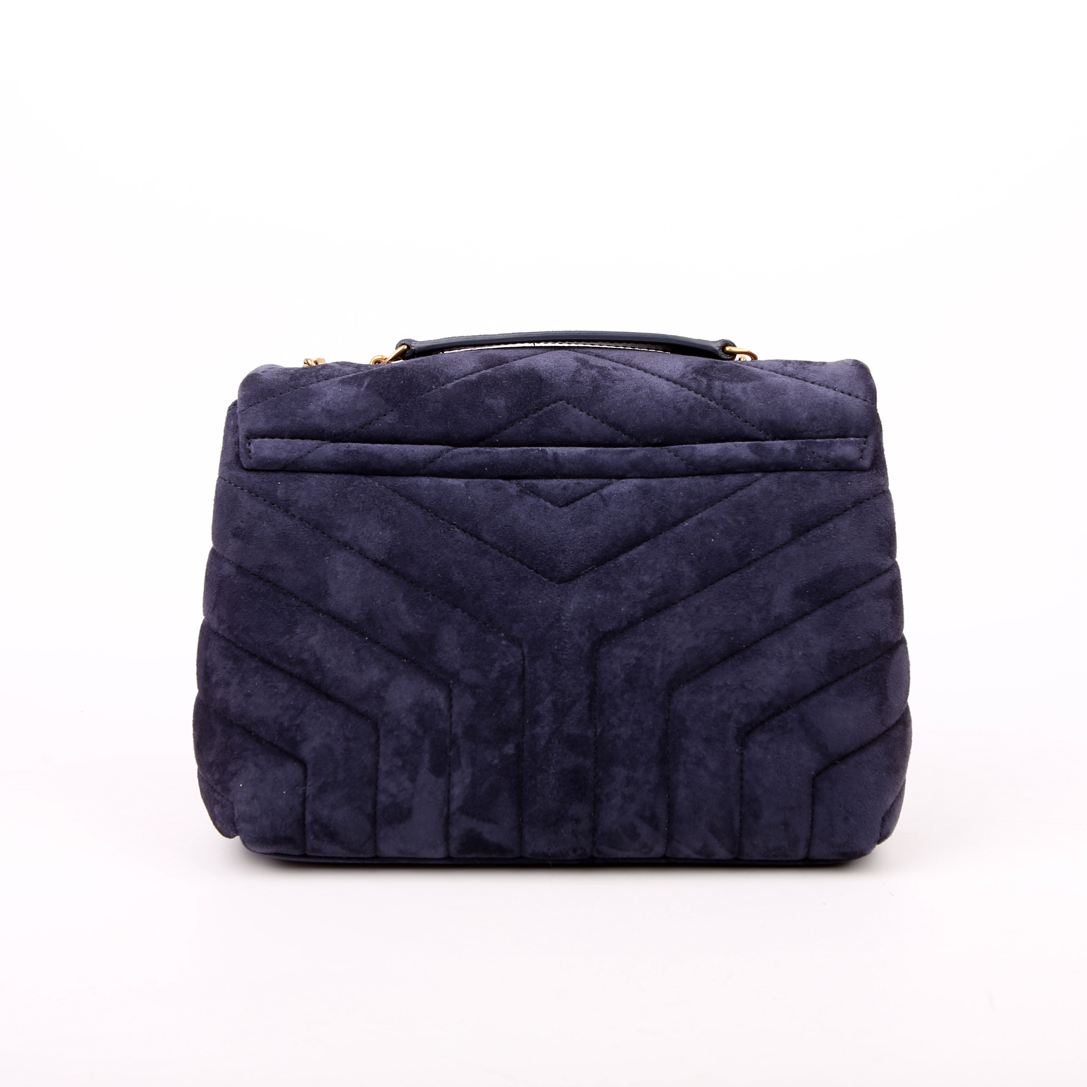 Loulou Satchel Small Suede Navy