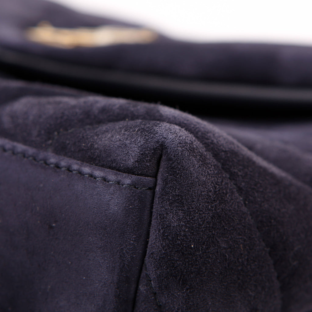 Loulou Satchel Small Suede Navy