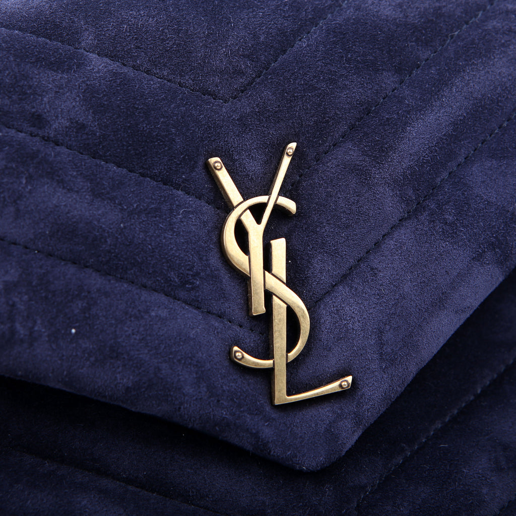 Loulou Satchel Small Suede Navy