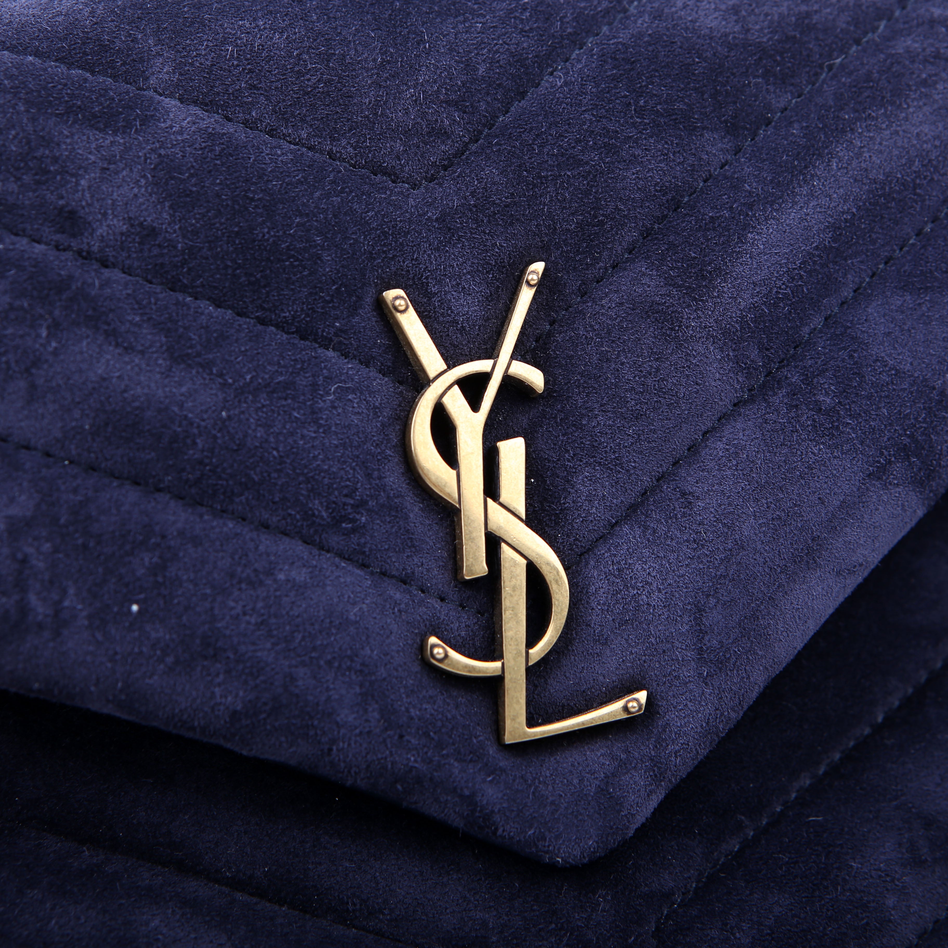 Loulou Satchel Small Suede Navy