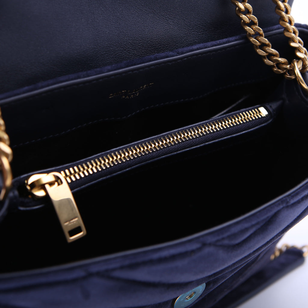 Loulou Satchel Small Suede Navy