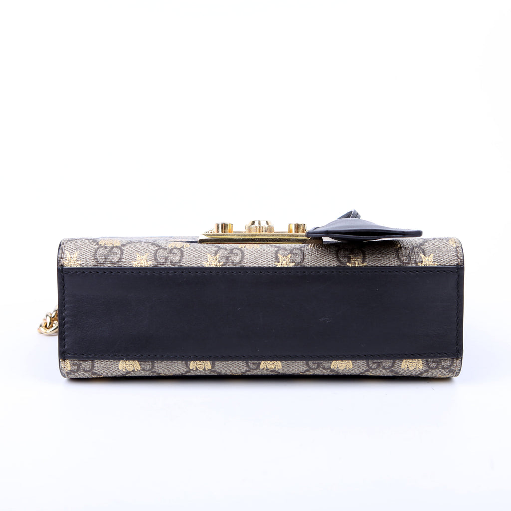 409487 Padlock GG Supreme Bee Small Tan/Black