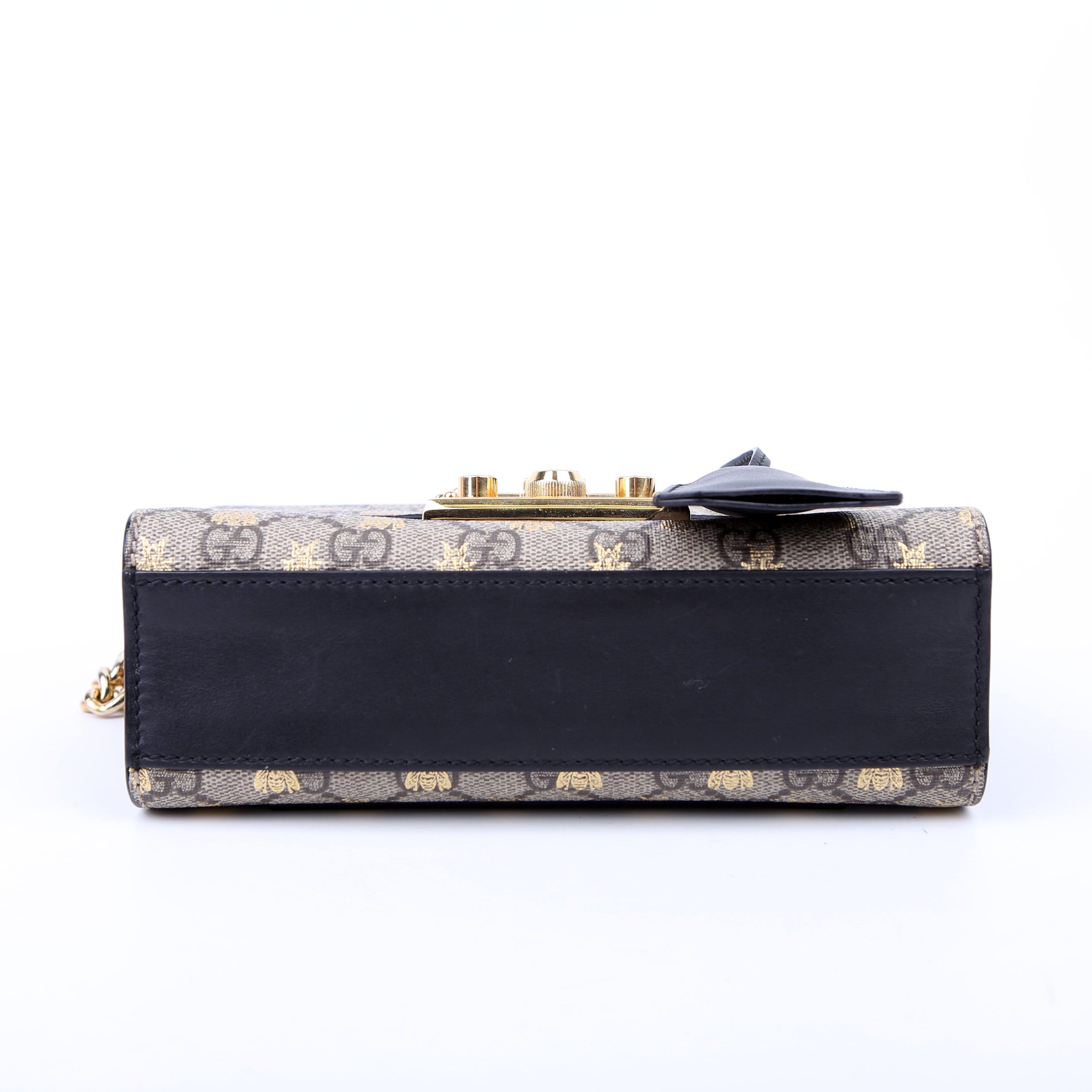 409487 Padlock GG Supreme Bee Small Tan/Black