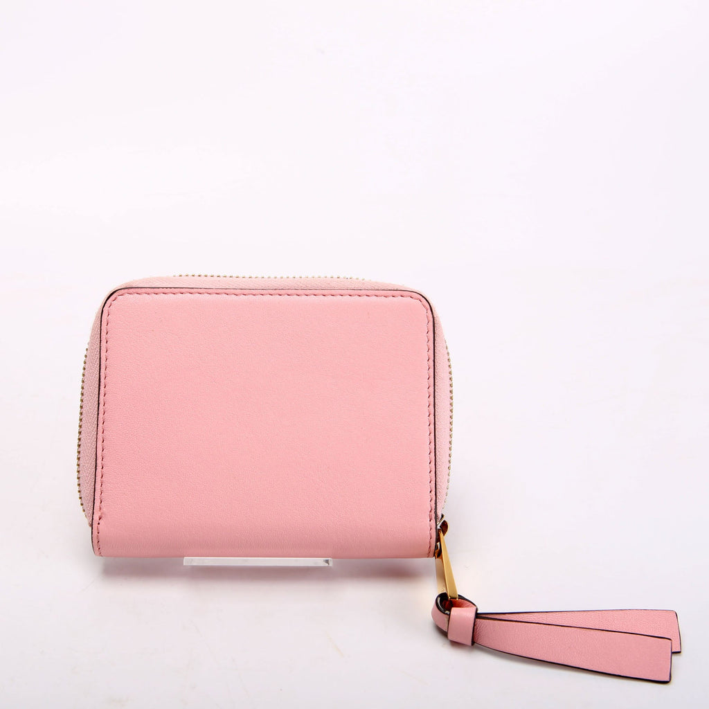 Logo Tag Zip Around Compact Wallet Pink