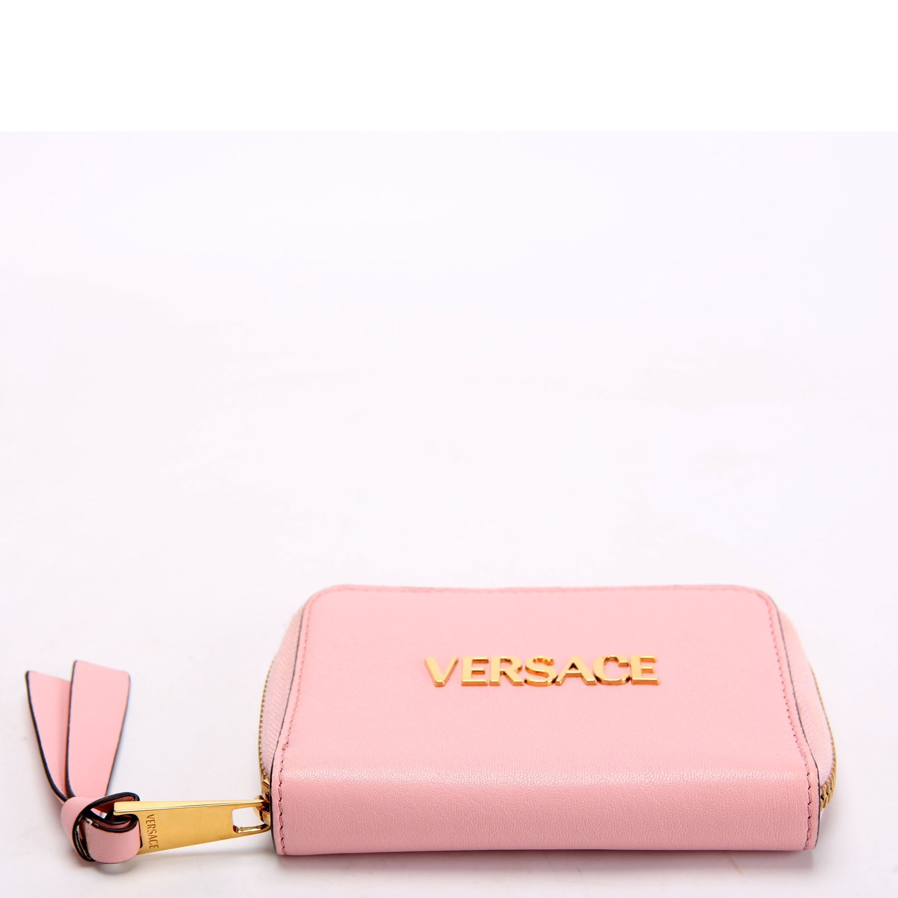 Logo Tag Zip Around Compact Wallet Pink