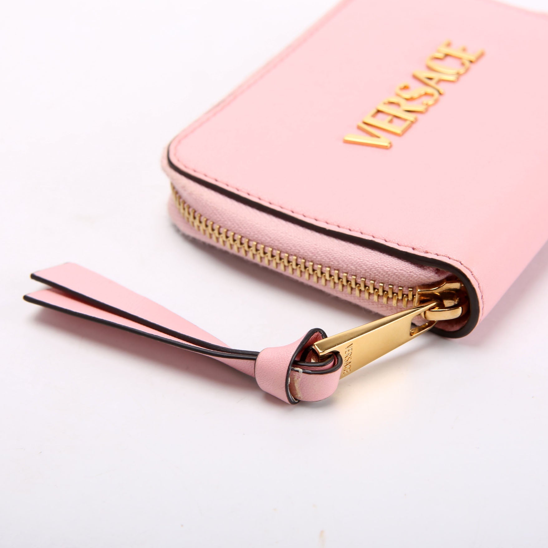 Logo Tag Zip Around Compact Wallet Pink