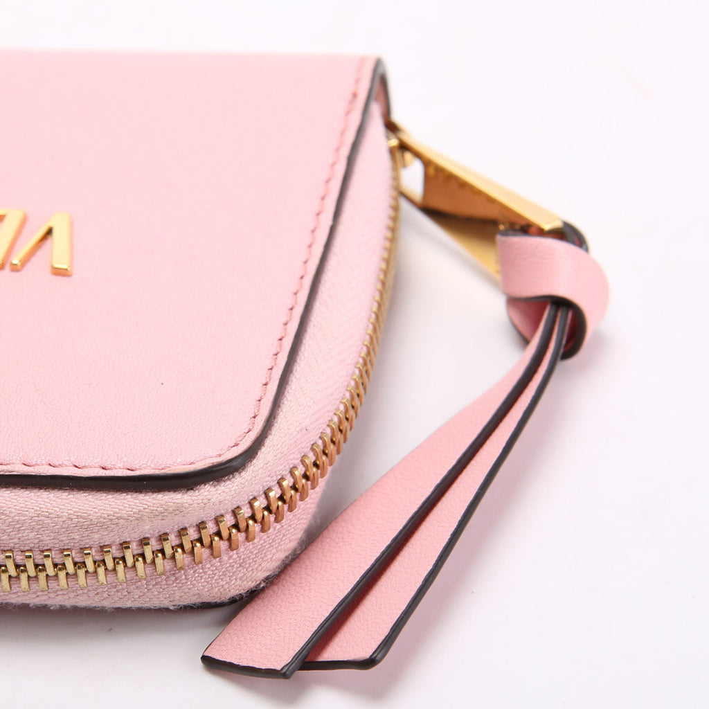 Logo Tag Zip Around Compact Wallet Pink