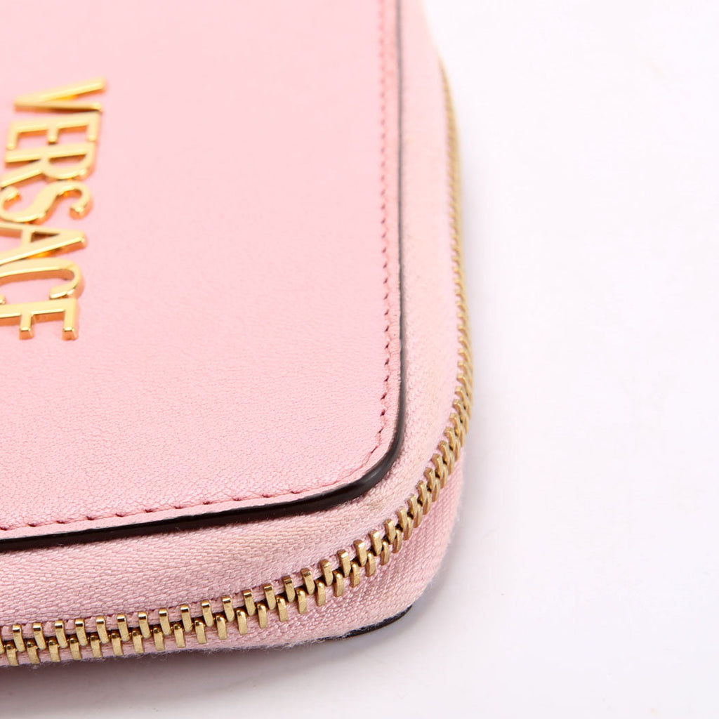 Logo Tag Zip Around Compact Wallet Pink