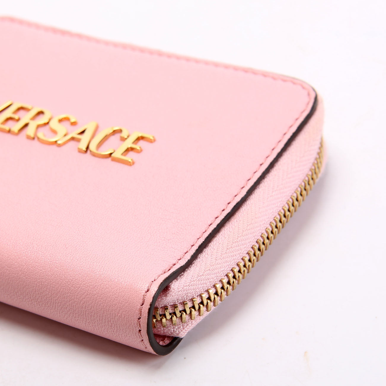 Logo Tag Zip Around Compact Wallet Pink