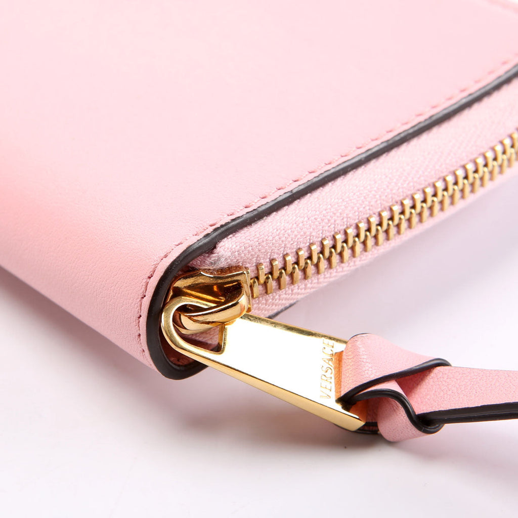 Logo Tag Zip Around Compact Wallet Pink