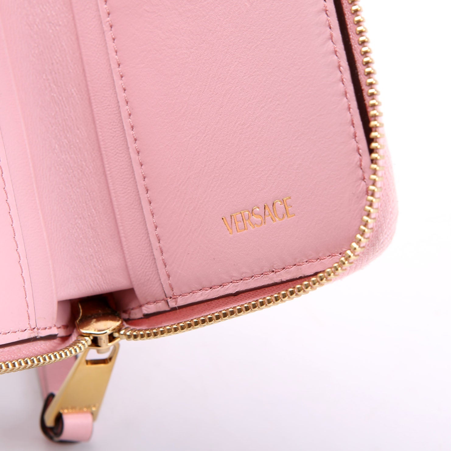 Logo Tag Zip Around Compact Wallet Pink