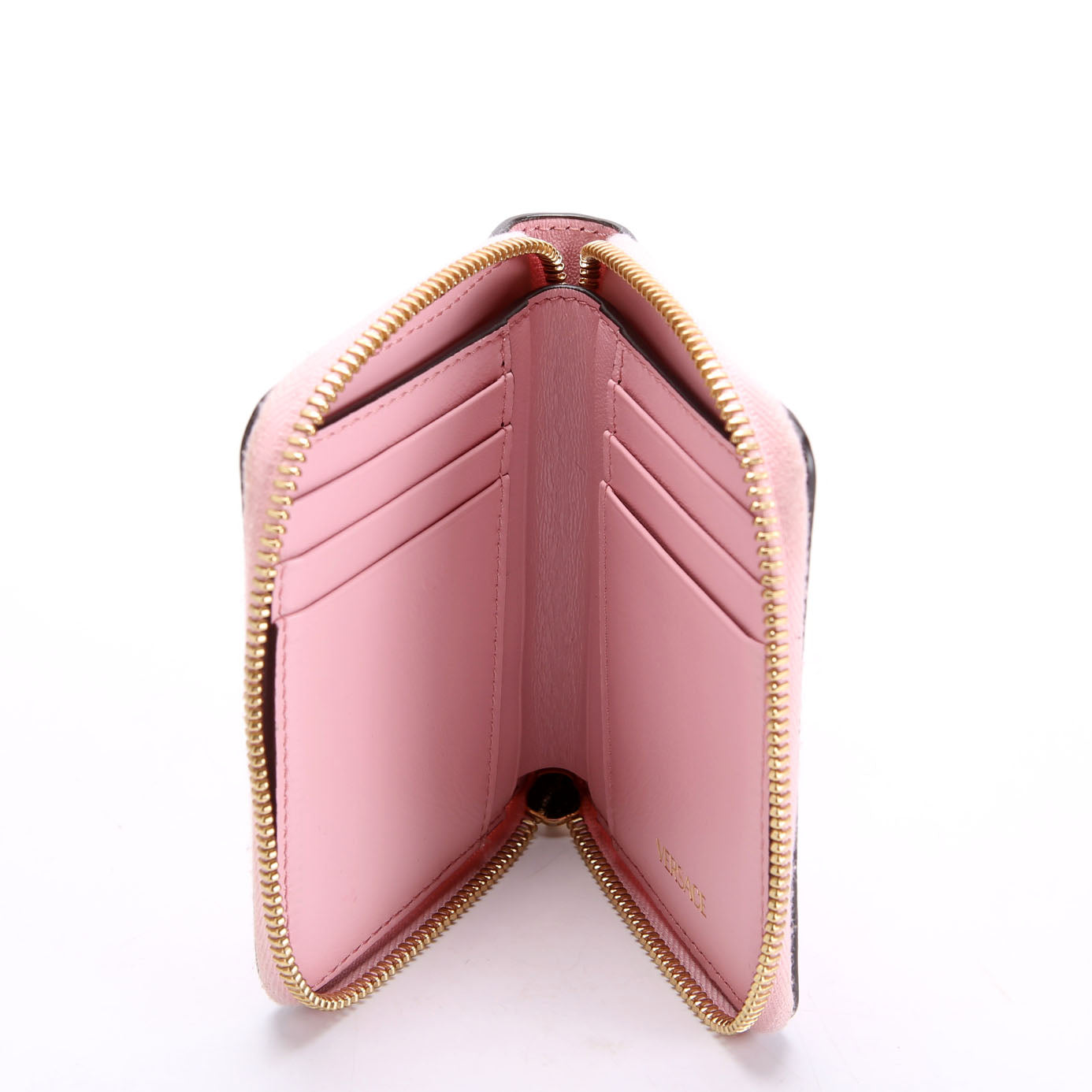 Logo Tag Zip Around Compact Wallet Pink